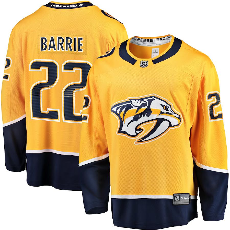 Men Nashville Predators #22 Tyson Barrie Fanatics Branded Gold Home Breakaway NHL Jersey->nashville predators->NHL Jersey